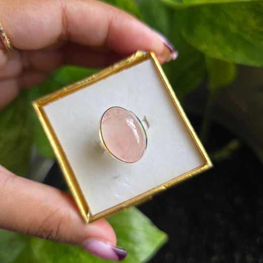 Rose Quartz Gemstone Ring - Size 6