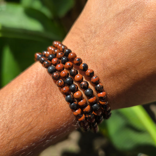 3-4mm Mahogany Obsidian Gemstone Bracelet