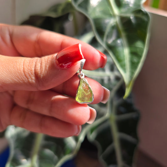 Raw Peridot Pendant