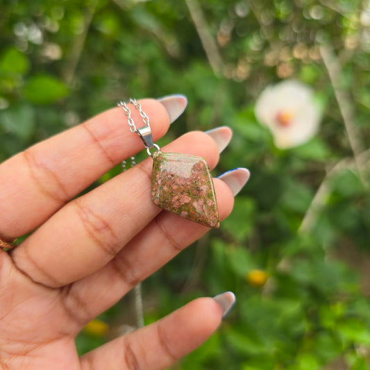 Unakite Diamond Necklace