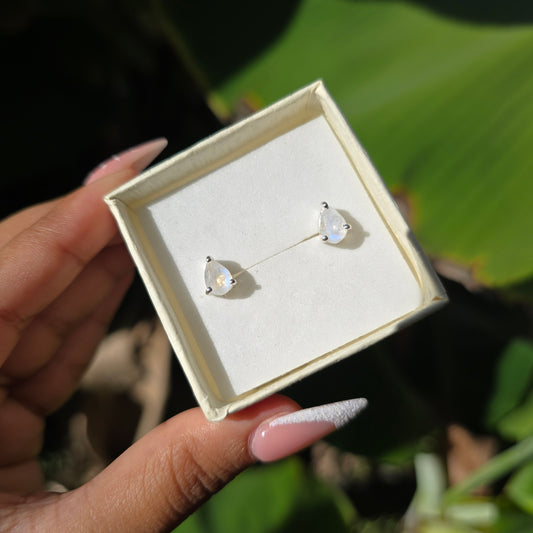 Moonstone Teardrop Stud Earrings