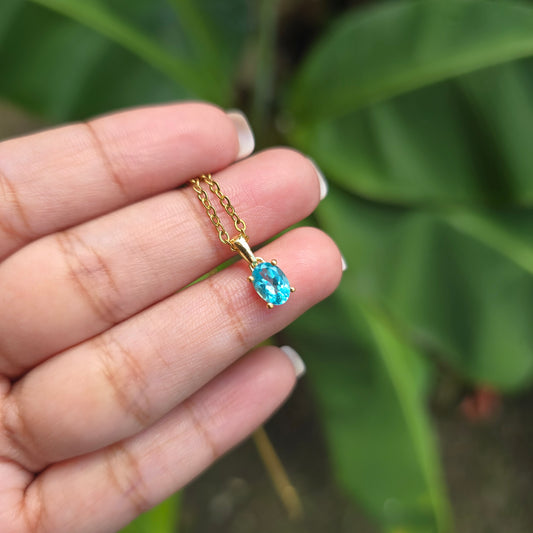 Gold Plated Blue Apatite Pendant