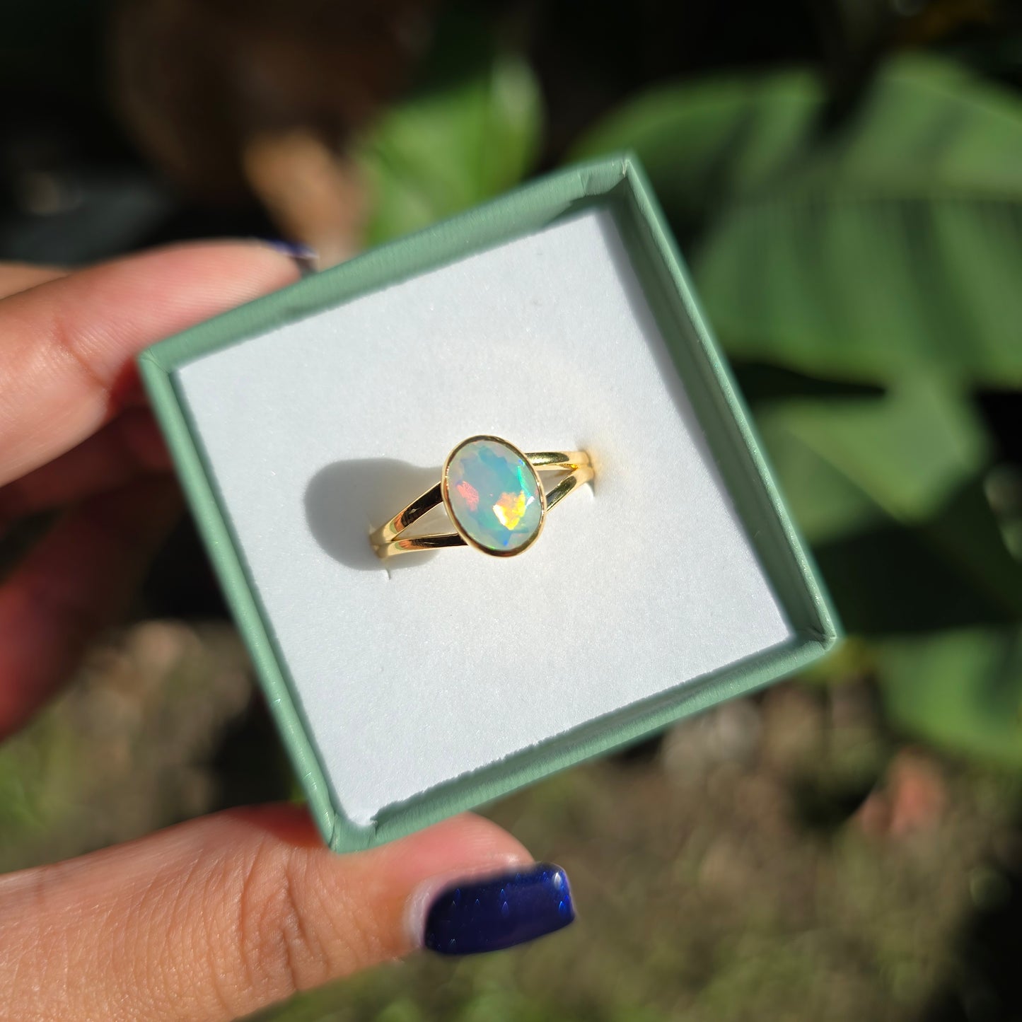 Gold Vermeil Ethiopian Opal Ring - Size 8.5