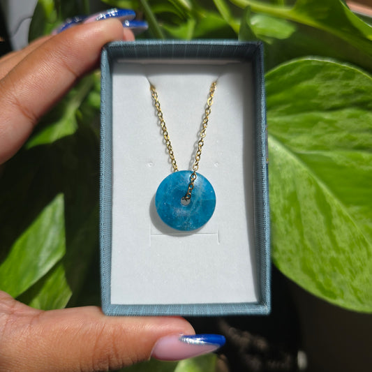 Blue Apatite Donut Necklace