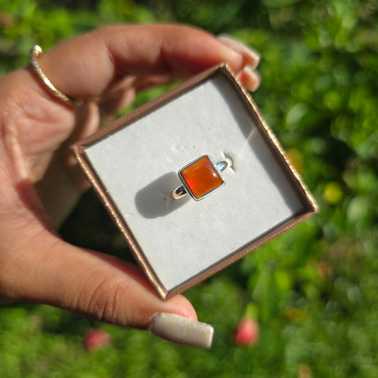 Hessonite Garnet Gemstone Ring - Size 8.5