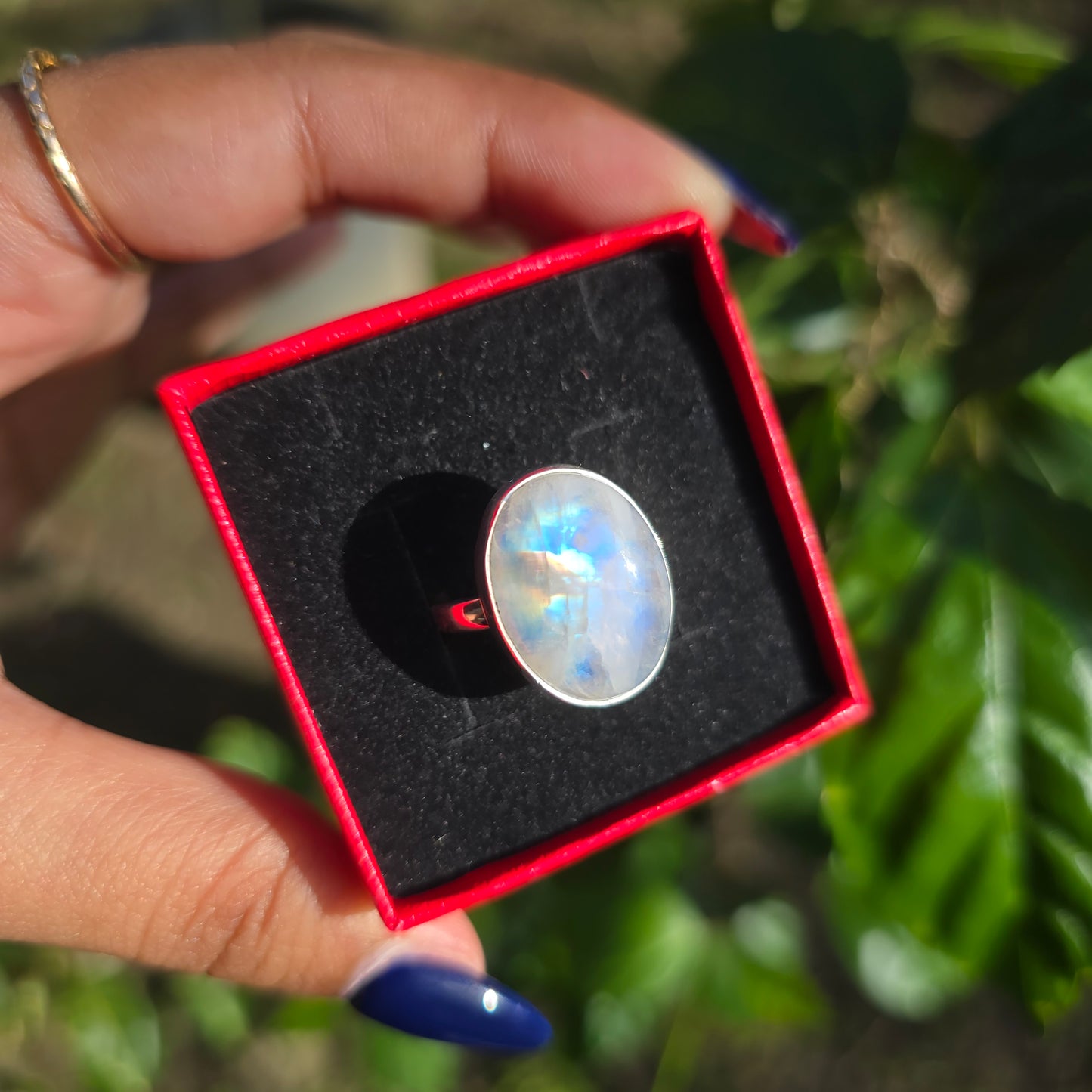 Rainbow Moonstone Ring - Size 9