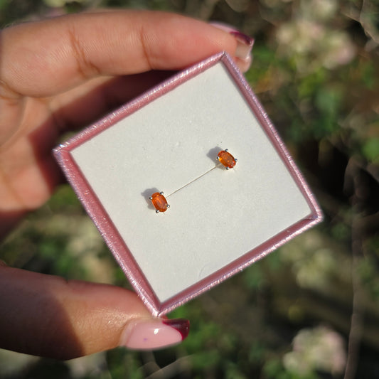 Hessonite Garnet Stud Earring