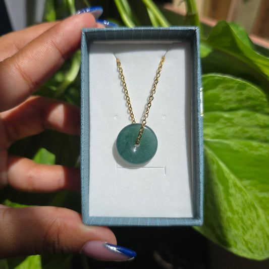 High Quality Blue Guatemalan Jade Donut Necklace