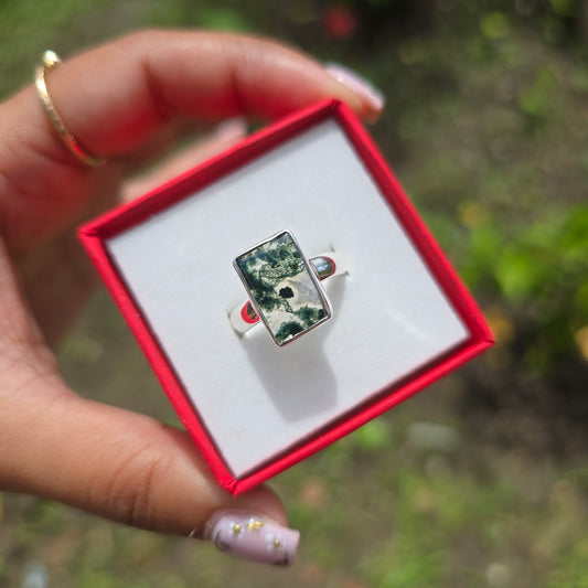 Moss Agate Ring - Size 8
