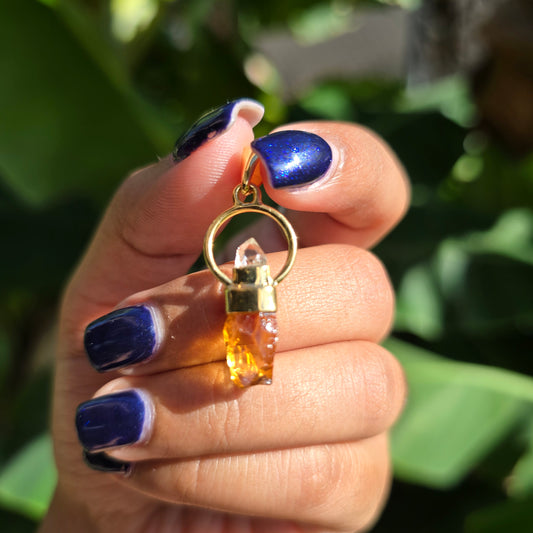 Gold Vermeil Herkimer Diamond and Citrine Pendant