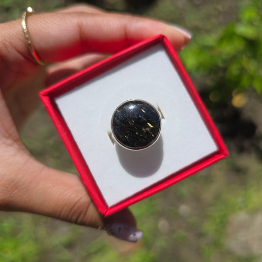 Nuummite Gemstone Ring - Size 7