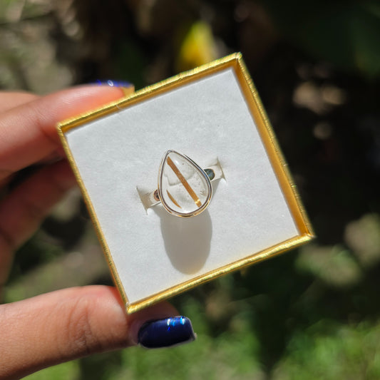 Golden Rutile Quartz  Ring - Size 8