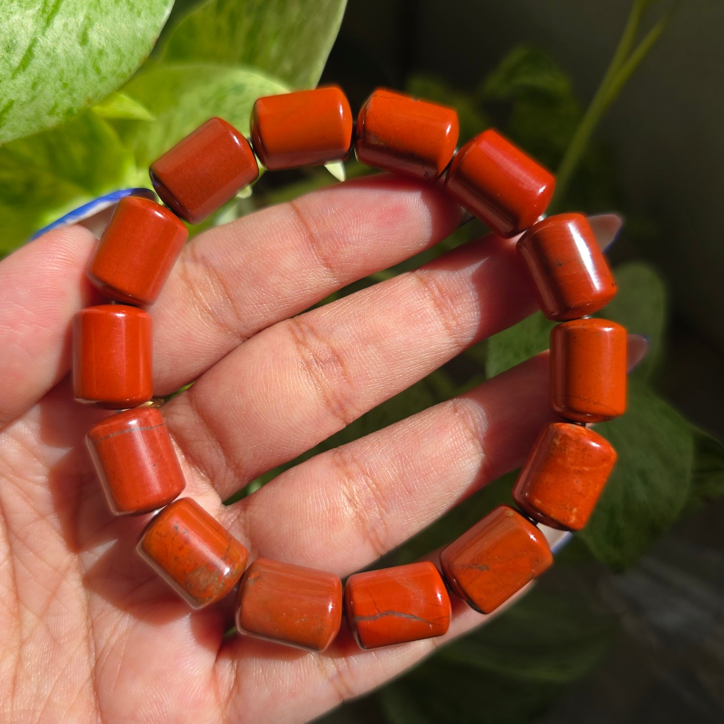Red Jasper Barrel Gemstone Bracelet