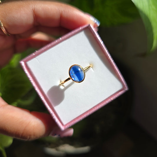 Gold Vermeil Blue Kyanite Ring - Size 10