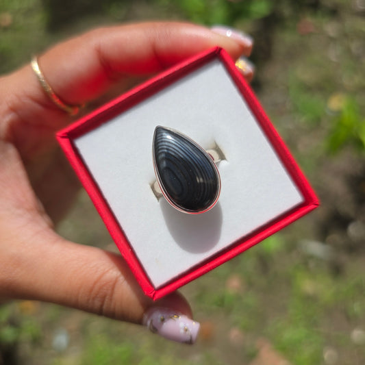 Psilomelane Gemstone Ring - Size 6