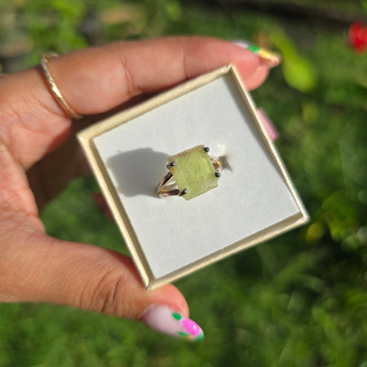 Raw Green Kyanite Ring - Size 7