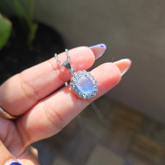 Aquamarine Pendant - Silver Plated Brass