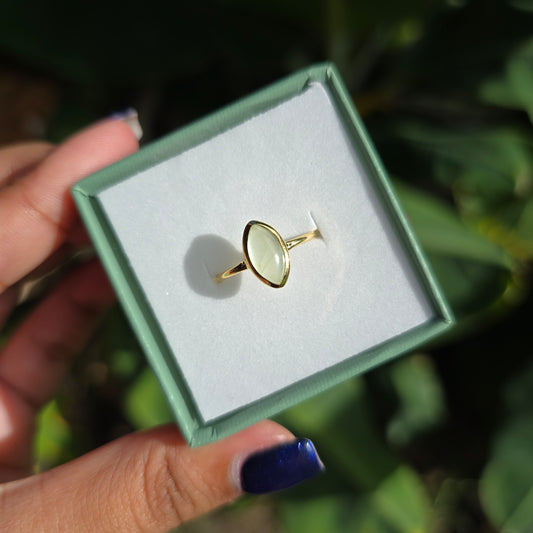 Gold Vermeil Prehnite Ring - Size 7