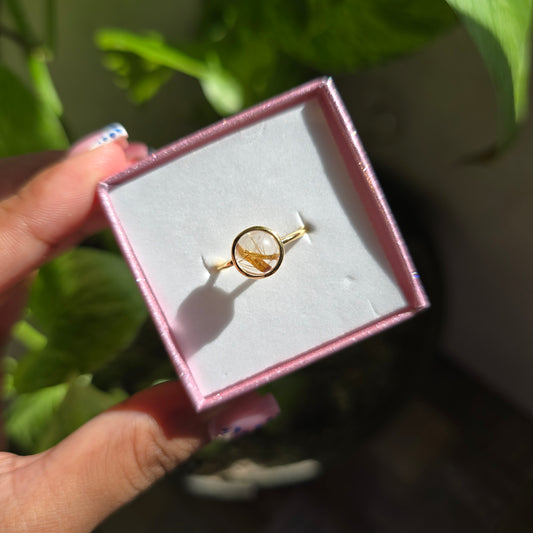 Gold Vermeil Rutile Quartz Ring - Size 8