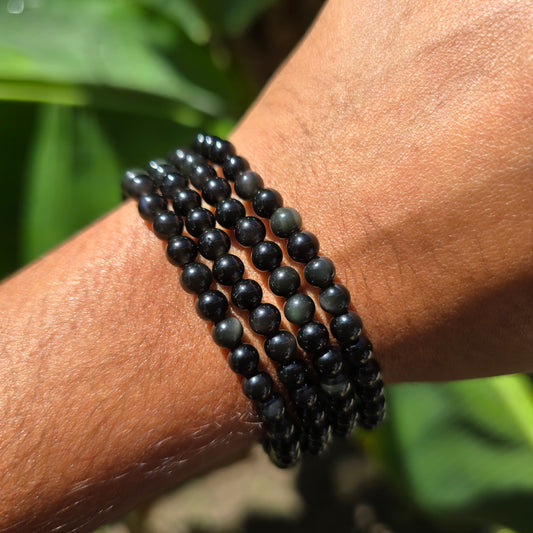 3-4mm Rainbow Obsidian Gemstone Bracelet