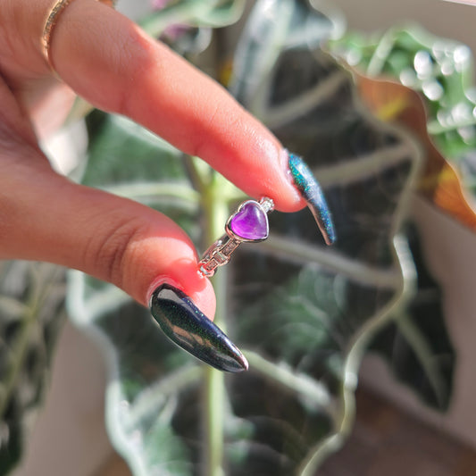 Adjustable Silver Plated Brass Ring - Amethyst