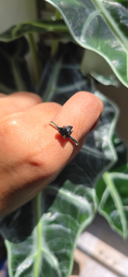 Dainty Raw Black Tourmaline Ring