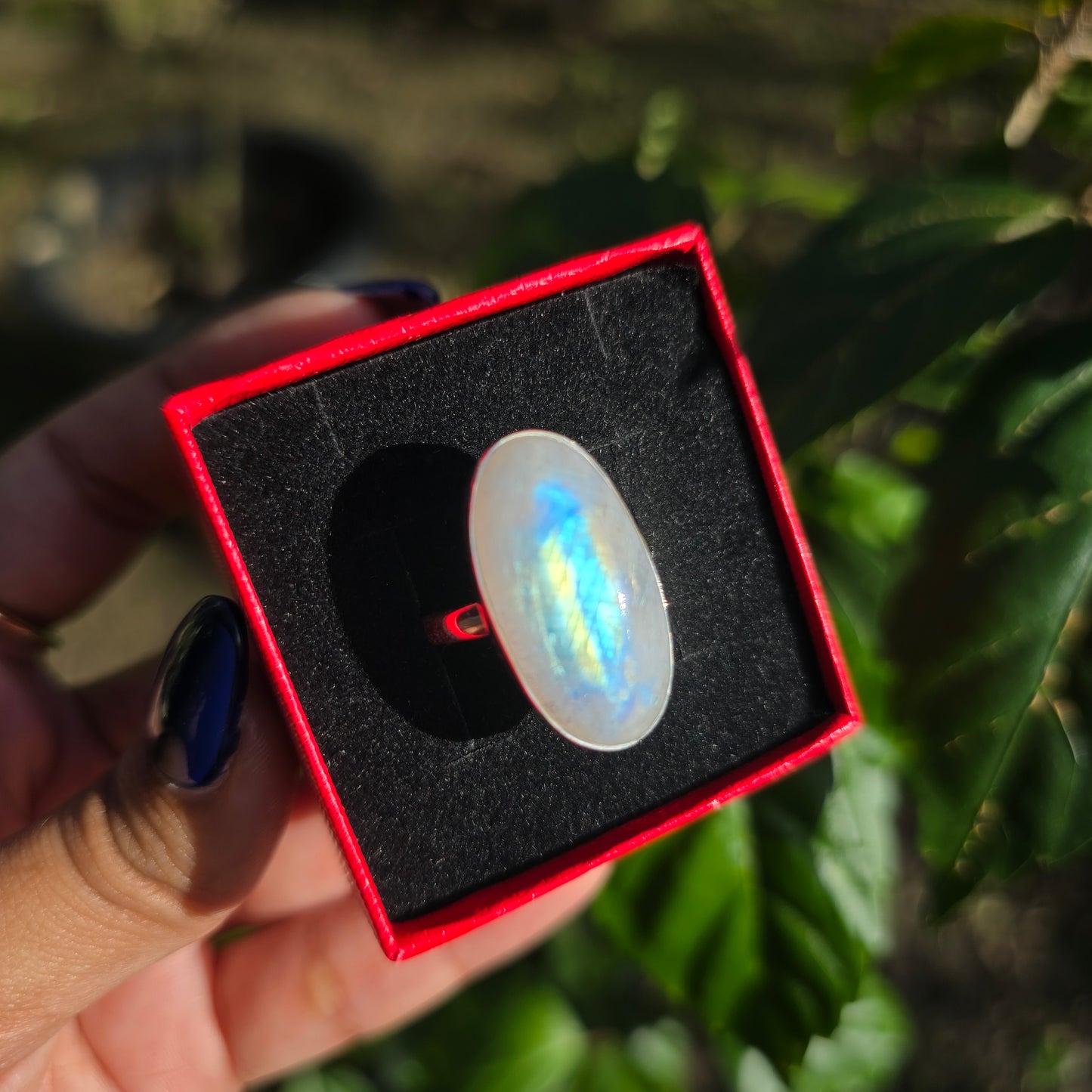 Rainbow Moonstone Ring - Size 10