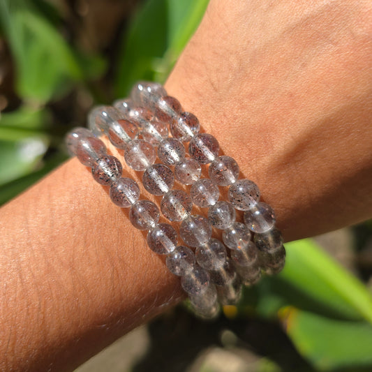 Garnet and Hematite in Quartz Gemstone Bracelet