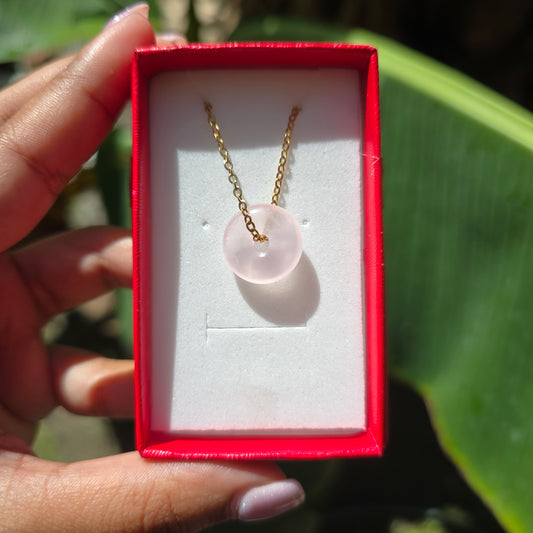 Rose Quartz Donut Necklace