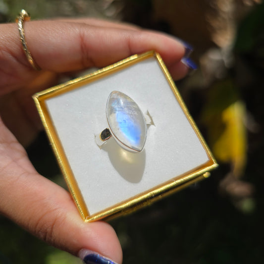 Rainbow Moonstone Ring - Size 9