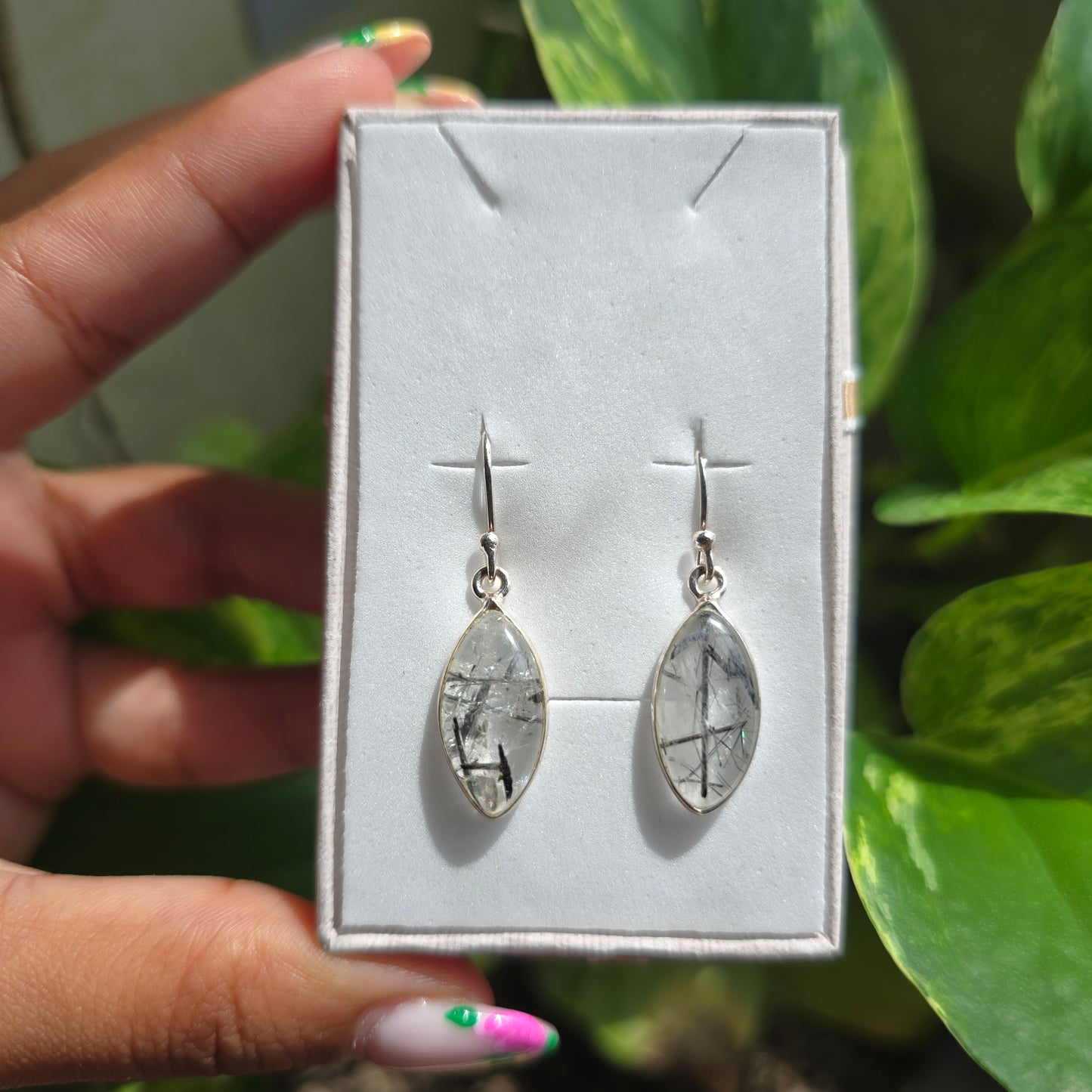 Tourmaline in Quartz Dangle Earring