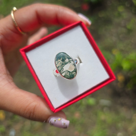 Moss Agate Ring - Size 7