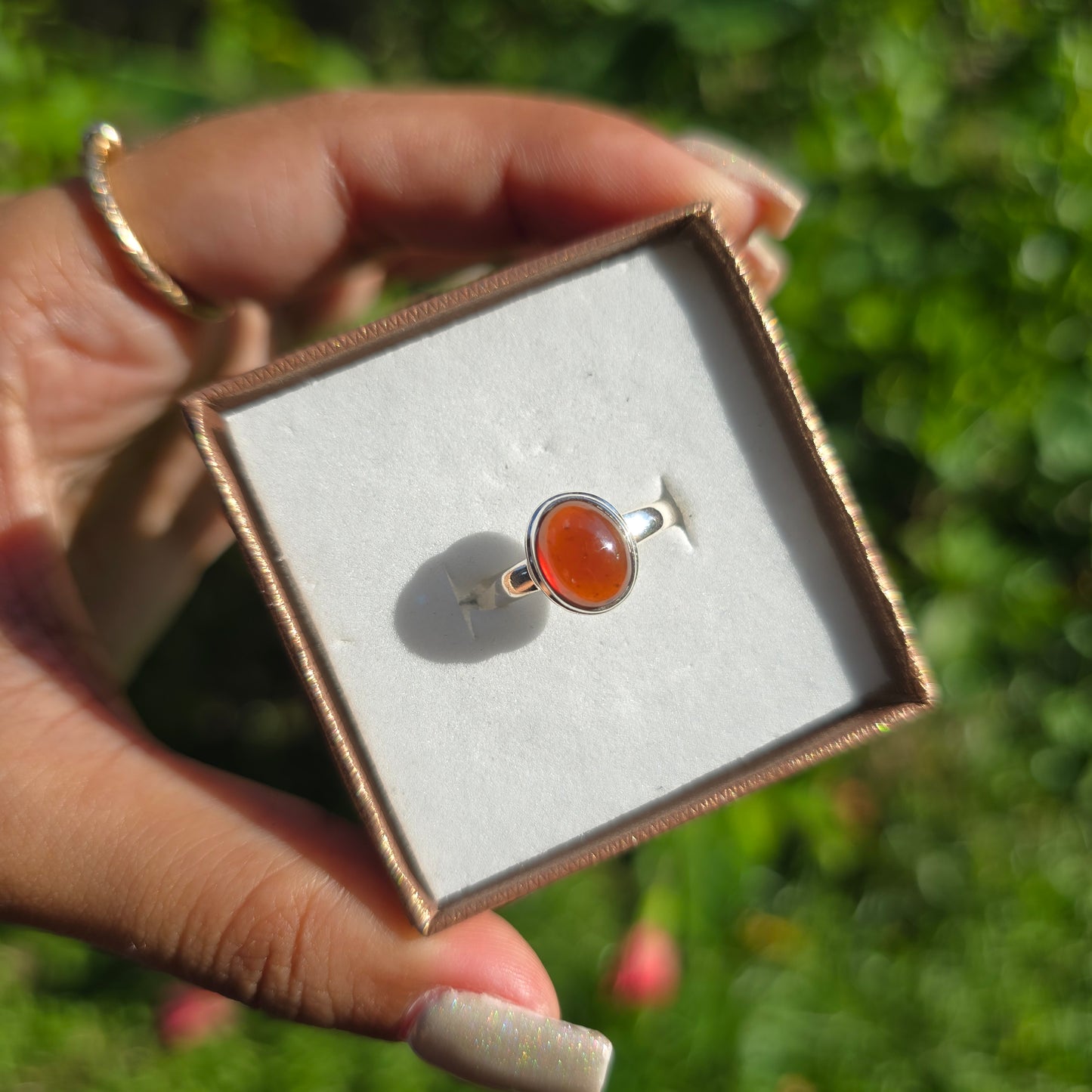 Hessonite Garnet Gemstone Ring - Size 6.5