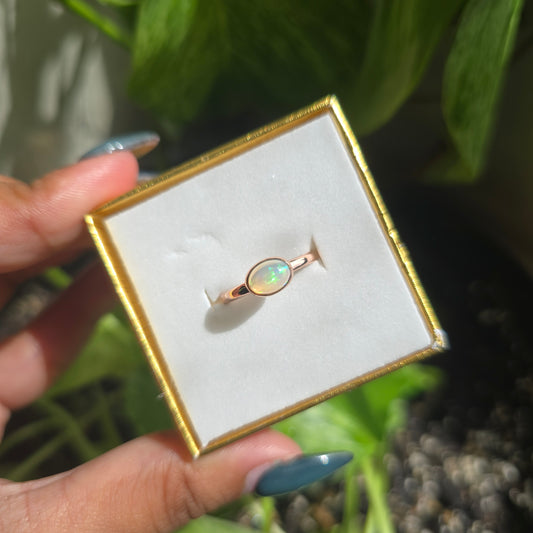 Rose Gold Vermeil Ethiopian Opal Ring - Size 7