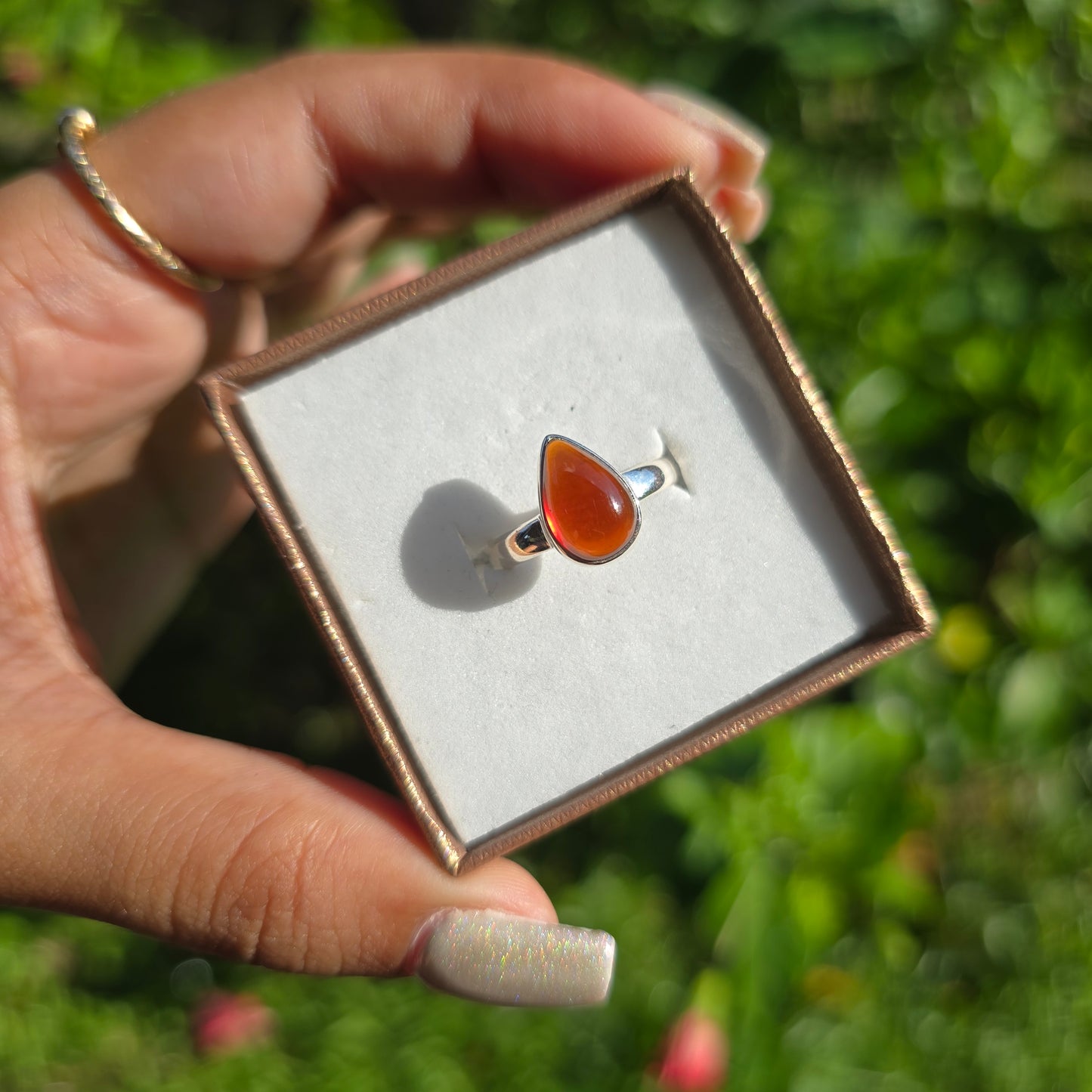 Hessonite Garnet Gemstone Ring - Size 5.5