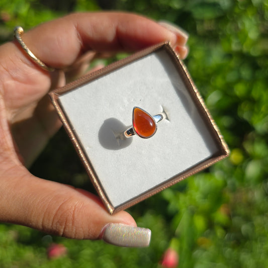 Hessonite Garnet Gemstone Ring - Size 5.5