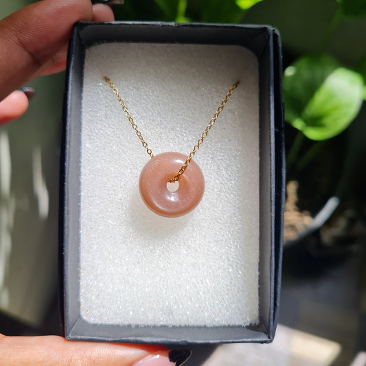 Peach Moonstone Donut Necklace