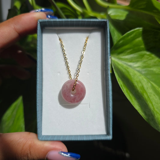Lavender Rose Quartz Donut Necklace