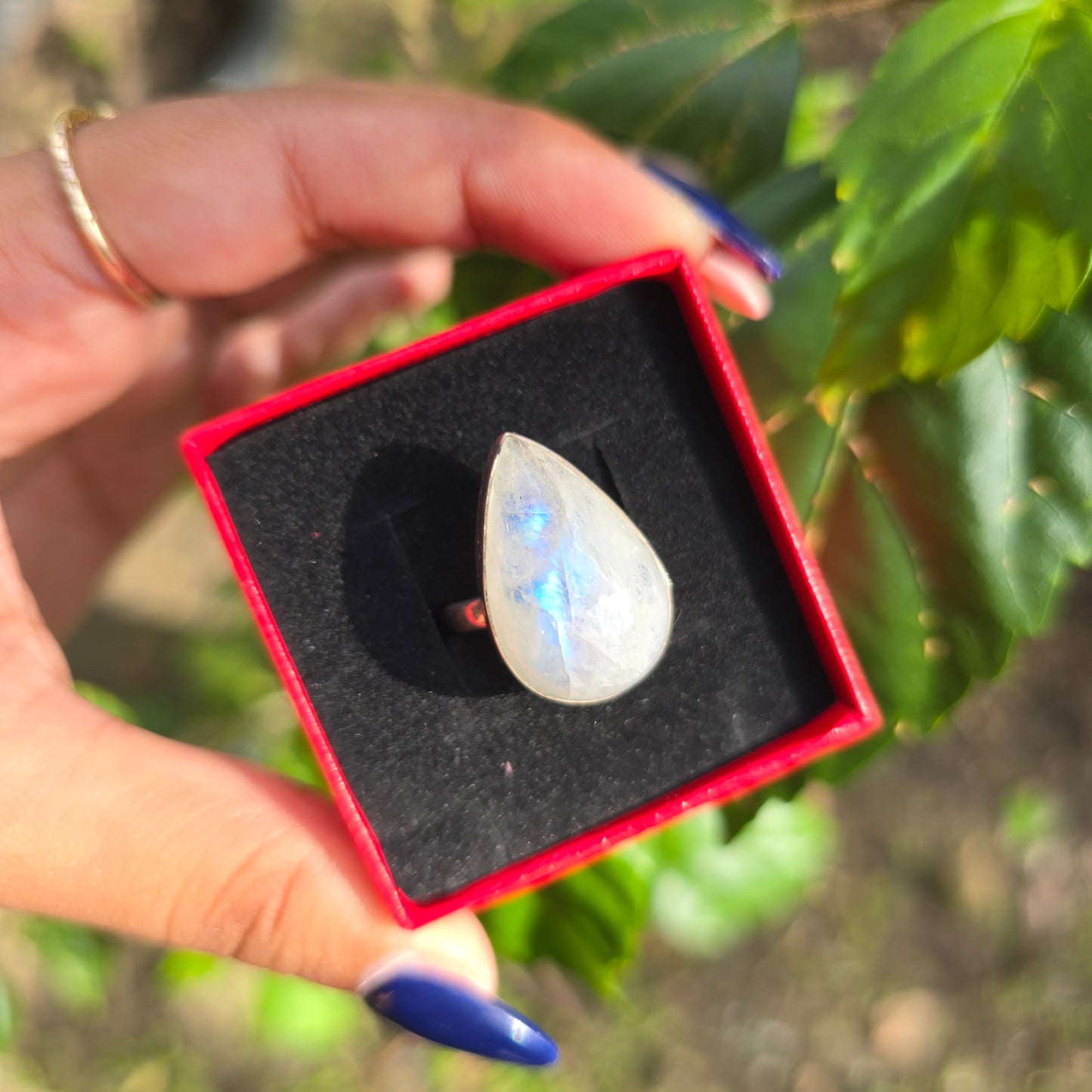 Rainbow Moonstone Ring - Size 7