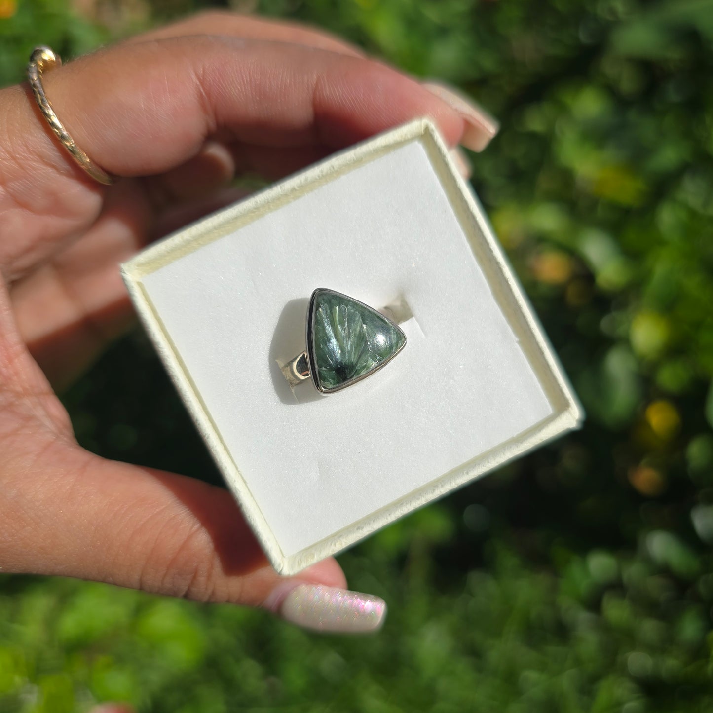 Seraphinite Gemstone Ring - Size 7