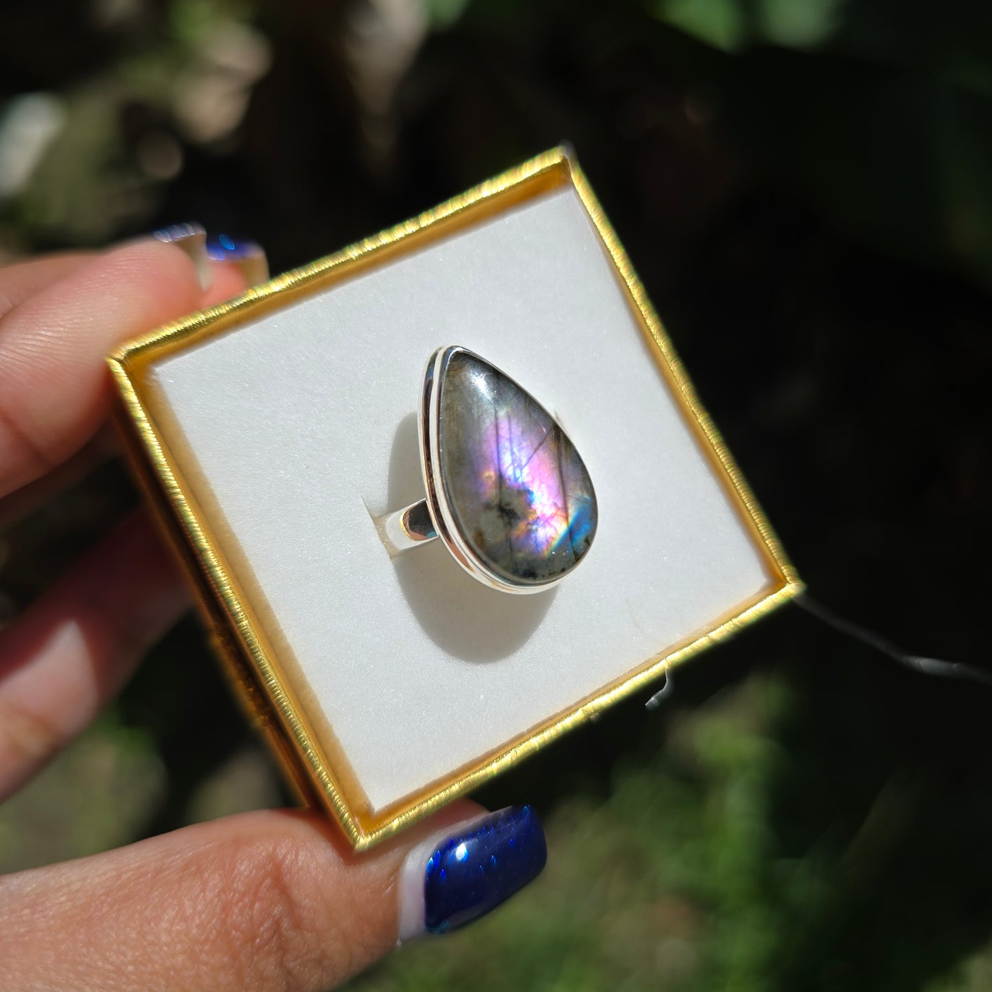 Purple Labradorite Ring - Size 8