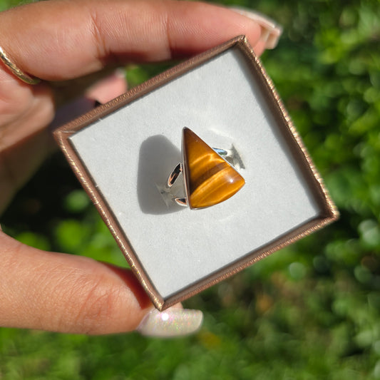 Tiger's Eye Gemstone Ring - Size 6