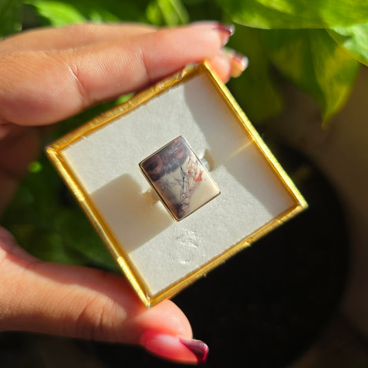Porcelain Jasper Gemstone Ring - Size 6