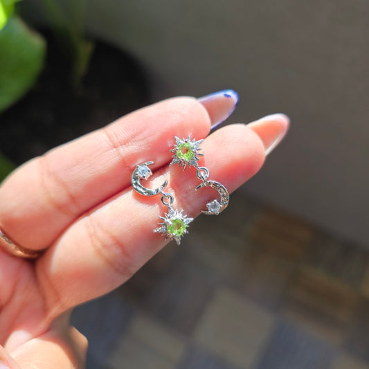 Peridot Stud - Silver Plated Brass
