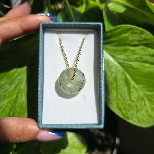 Prehnite Donut Necklace