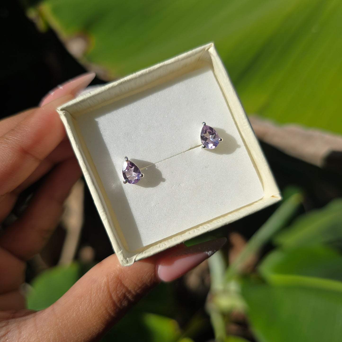 Amethyst Teardrop Stud Earrings