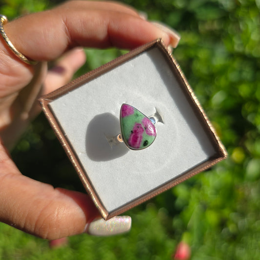 Ruby Zoisite Gemstone Ring - Size 5.5