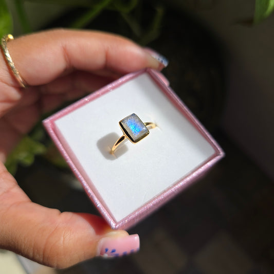 Gold Vermeil Labradorite Ring - Size 6.5