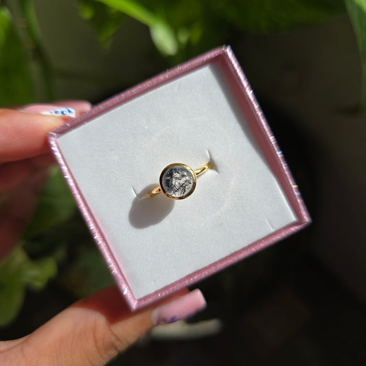 Gold Vermeil Tourmaline in Quartz Ring - Size 5.5