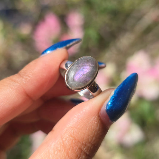 Pink/Purple Labradorite Ring - Size 7